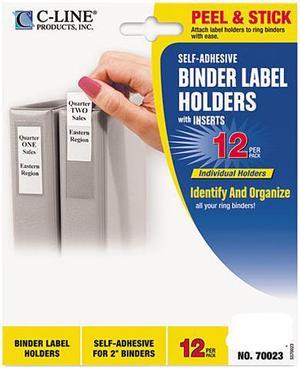 C-line 70023 Self-Adhesive Ring Binder Label Holders, Top Load, 1-3/4 x 2-3/4, Clear, 12/Pack