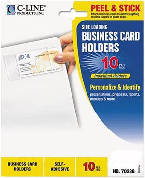 C-Line Self-Adhesive Business Card Holders Side Load 3 1/2 x 2 Clear 10/Pack
