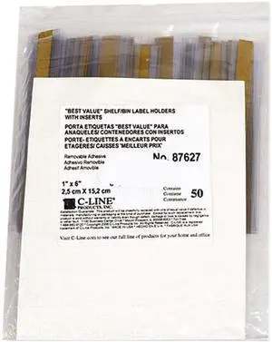 C-line 87627 Label Holders, Top Load, 6 x 1, Clear, 50/Pack