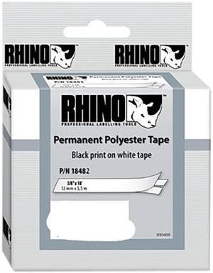 DYMO Rhino Permanent Poly Industrial Label Tape Cassette, 3/8in x 18ft, White