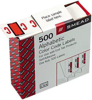 Smead 67073 A-Z Color-Coded Bar-Style End Tab Labels, Letter C, Dark Orange, 500/Roll