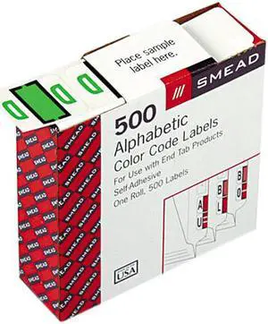 Smead 67074 A-Z Color-Coded Bar-Style End Tab Labels, Letter D, Light Green, 500/Roll