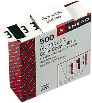 Smead 67075 A-Z Color-Coded Bar-Style End Tab Labels, Letter E, Dark Green, 500/Roll