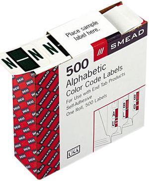 Smead 67084 A-Z Color-Coded Bar-Style End Tab Labels, Letter N, Dark Green, 500/Roll