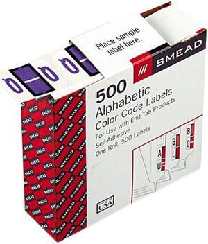 Smead 67087 A-Z Color-Coded Bar-Style End Tab Labels, Letter Q, Lavender, 500/Roll
