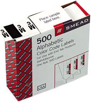 Smead 67097 A-Z Color-Coded Bar-Style End Tab Labels, Letters Mc, Brown, 500/Roll