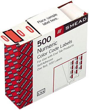 Smead 67370 Single Digit End Tab Labels, Number 0, Pink-on-White, 500/Roll