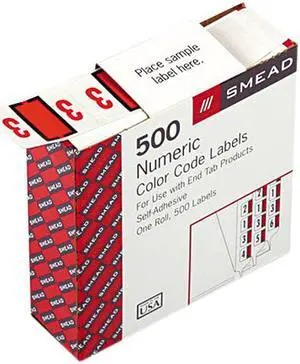 Smead 67373 Single Digit End Tab Labels, Number 3, Dark Orange-on-White, 500/Roll