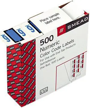 Smead 67376 Single Digit End Tab Labels, Number 6, Blue-on-White, 500/Roll