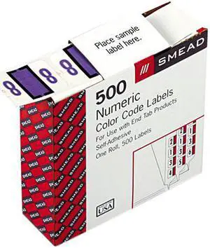 Smead 67378 Single Digit End Tab Labels, Number 8, Lavender-on-White, 500/Roll