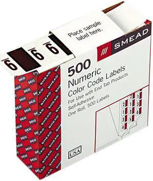 Smead 67379 Single Digit End Tab Labels, Number 9, Brown-on-White, 500/Roll