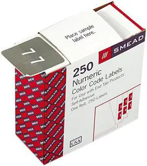Smead 67427 Single Digit End Tab Labels, Number 7, White-on-Gray, 250/Roll