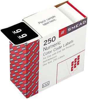 Smead 67429 Single Digit End Tab Labels, Number 9, White-on-Black, 250/Roll