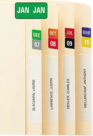 Smead 67450 Month End Tab Folder Labels, Assorted Colors, 250 per Month, 3000/Box