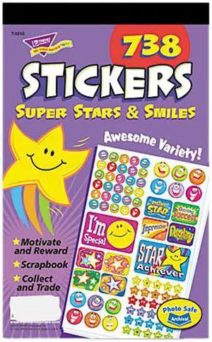 TREND T5010 Sticker Assortment Pack, Super Stars & Smiles, 738/Pack