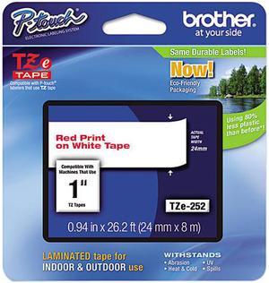 Brother 24mm (1") Red on White Laminated Tape (8m/26.2') (1/Pkg)