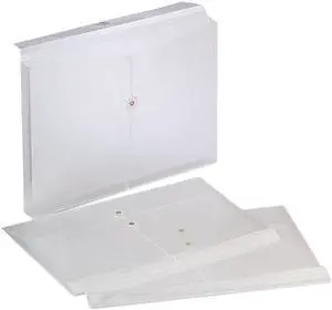 Pendaflex 63814-3 Expandable Poly String & Button Booklet Envelope, Clear, Legal, 3/Pack