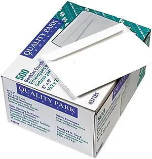 Quality Park 37181 Open Side Booklet Envelope, Contemporary, 9 x 6, White, 500/Box