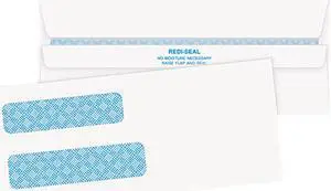 Quality Park 24539 Double Window Tinted Redi-Seal Invoice & Check Envelope, #8, White, 500/Box