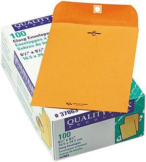 Quality Park 37863 Clasp Envelope, 6 1/2 x 9 1/2, 28lb, Light Brown, 100/Box
