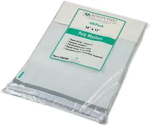 Quality Park 46200 Redi-Strip Recycled Poly Mailer, Side Seam, 14 x 17, White, 100/Pack