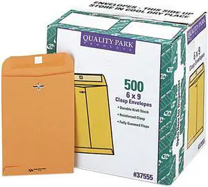 Quality Park 37555 Clasp Envelope, 6 x 9, 28lb., Light Brown, 500/Carton