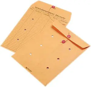 Quality Park 63462 Light Brown Kraft String & Button Interoffice Envelope, 9 x 12, 100/Carton