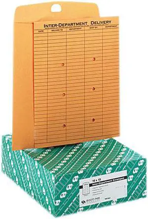 Quality Park 63664 Light Brown Kraft Resealable Redi-Tac Interoffice Envelope, 10 x 13, 100/Box
