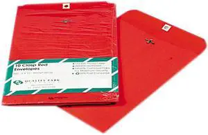 Quality Park 38734 Fashion Color Clasp Envelope, 9 x 12, 28lb, Red, 10/Pack
