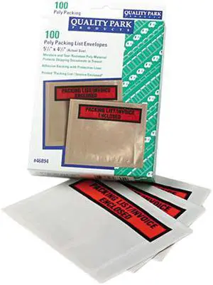 Quality Park 46894 Top-Print Self-Adhesive Packing List Envelope, 5 1/2" x 4 1/2", 100/Box