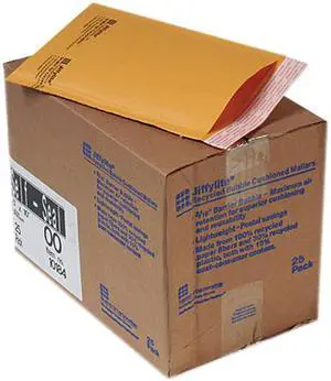 Sealed Air 10184 Jiffylite Self-Seal Mailer, Side Seam, #00, 5 x 10, Golden Brown, 25/Carton