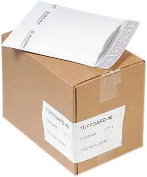 Sealed Air 37712 Jiffy TuffGard Self-Seal Cushioned Mailer, #0, 6 x 10, White, 25/Carton