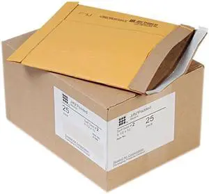 Sealed Air 21486 Jiffy Padded Self-Seal Mailer, Side Seam, #2, 8 1/2x12, Golden Brown,25/Carton