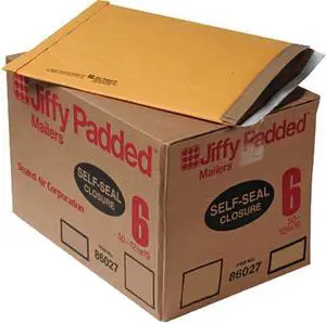 Sealed Air 86027 Jiffy Padded Self-Seal Mailer, Side Seam, #6, 12 1/2x19, Gold Brown, 50/Carton