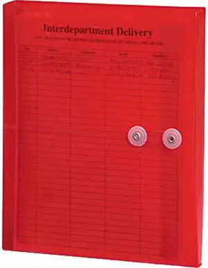 Smead 89527 Poly String & Button Booklet Envelope, 9 3/4 x 11 5/8 x 1 1/4, Red, 5/Pack