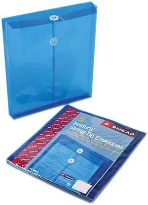 Smead 89542 Poly String & Button Envelope, 9 3/4 x 11 5/8 x 1 1/4, Blue, 5/Pack