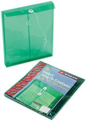 Smead 89543 Poly String & Button Envelope, 9 3/4 x 11 5/8 x 1 1/4, Green, 5/Pack