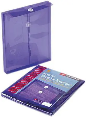 Smead 89544 Poly String & Button Envelope, 9 3/4 x 11 5/8 x 1 1/4, Purple, 5/Pack