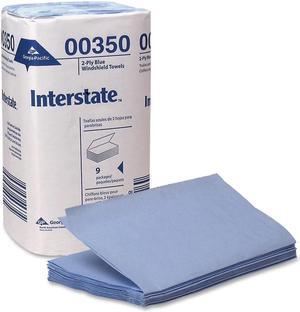 Interstate 2-Ply Singlefold Auto Care Paper Wipers, 9.5 x 10.25, Blue, 9/Carton