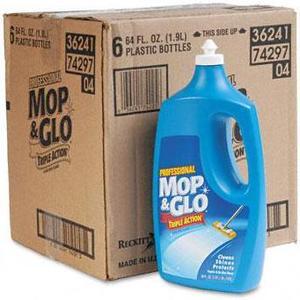 Professional MOP & GLO 74297CT Triple Action Floor Cleaner, 64 oz Bottles, 6/Carton