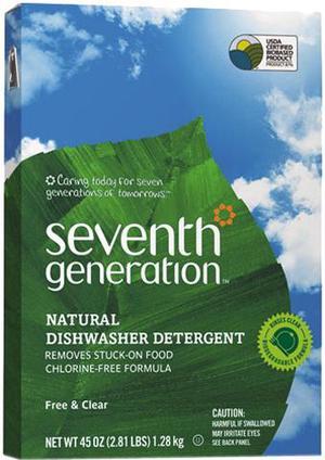 Seventh Generation 22150 Free & Clear Automatic Dishwashing Powder, Non-Toxic, 45 oz. Box