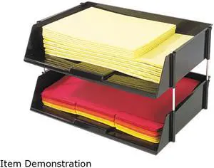 Deflect-o 582704 Industrial Stacking Tray Set, Two Tier, Plastic, Black