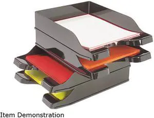 Deflect-o 63904 Docutray Multi-Directional Stacking Tray Set, Two Tier, Polystyrene, Black