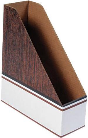 Bankers Box FEL07224 Corrugated Cardboard Magazine File, 4 x 11 x 12 3/4, Wood Grain, 12/Carton