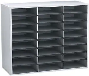 Fellowes 25041 Fiberboard Literature Sorter, 24 Sections, 29 x 11 7/8 x 23 3/4, Dove Gray