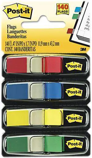Post-it Flags 683-4 Small Flags in Dispensers, Four Colors, 35/Color, 4 Dispensers/Pack