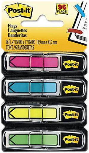 Post-it Flags 684-ARR4 Arrow 1/2" Flags, Four Colors, 24/Color, 1 96-Flag Dispensers/Pack