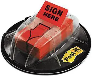 Post-it Flags 680-HVSHR High Volume Flag Dispenser, "Sign Here", Red, 200 Flags/Dispenser
