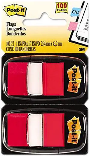 Post-it Flags 680-RD12 Marking Flags in Dispensers, Red, 50 Flags/Dispenser, 12 Dispensers/Pack