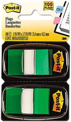 Post-it Flags 680-GN12 Marking Flags in Dispensers, Green, 50 Flags/Dispenser, 12 Dispensers/Pack